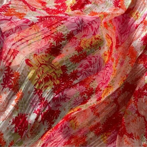 Floral Off the Shoulder Stretchy Lightweight Cottagecore Vacation Beach Top M - Picture 7 of 11